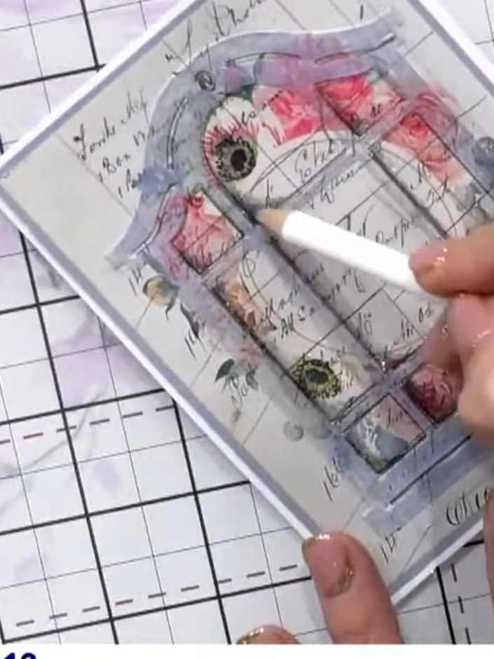 Step 7: Use a black pencil to add subtle shading inside the window area of the door design to create depth and dimensi
