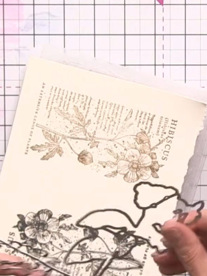Step 4: Use the coordinating die to cut out the flower from the brown-stamped image, leaving the exterior sketchy edge