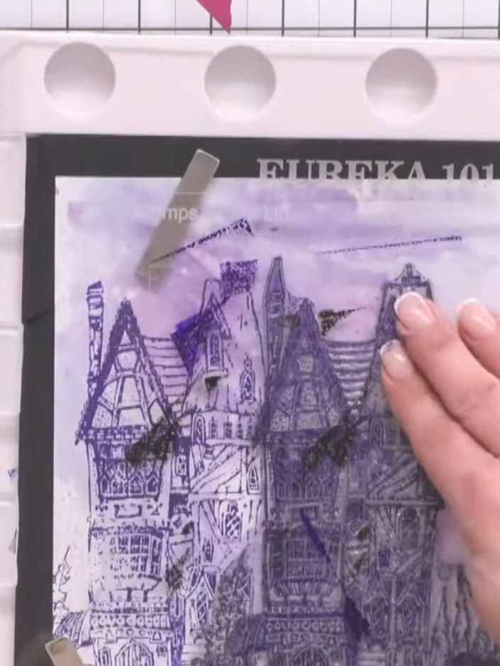 Paso 4: Continue stamping the rickety house image multiple times, slightly offsetting each impression to create a laye