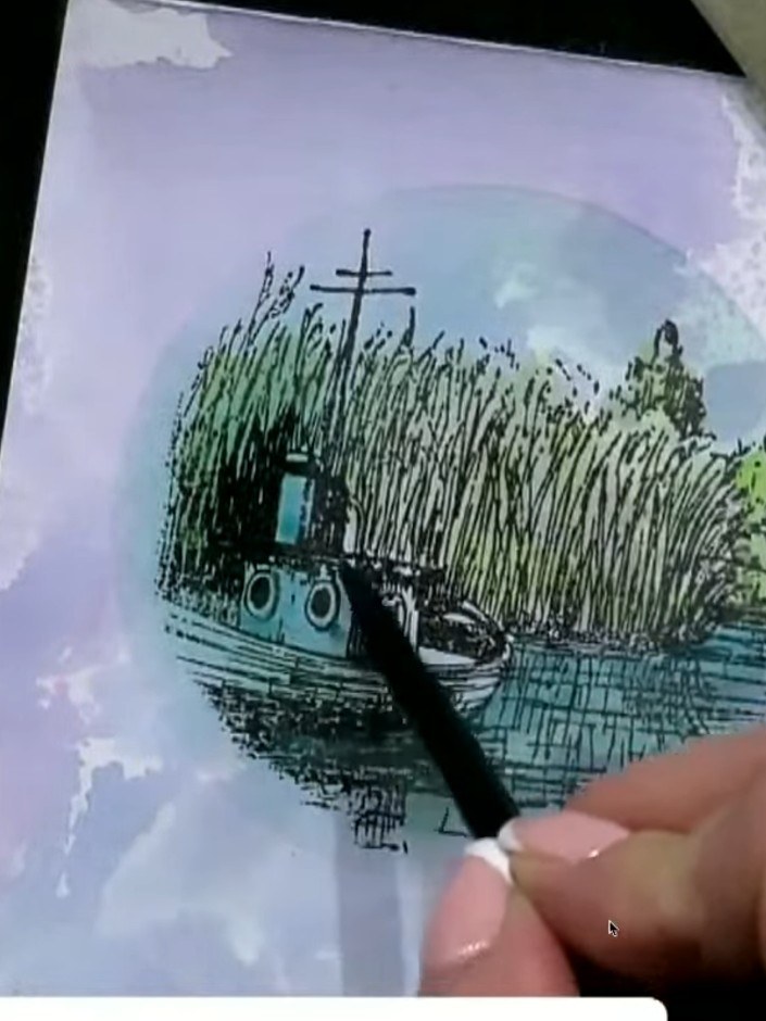 Passo 9: Using a brush or blending tool, add mustard yellow tones to the warmer areas of the landscape, such as the ree