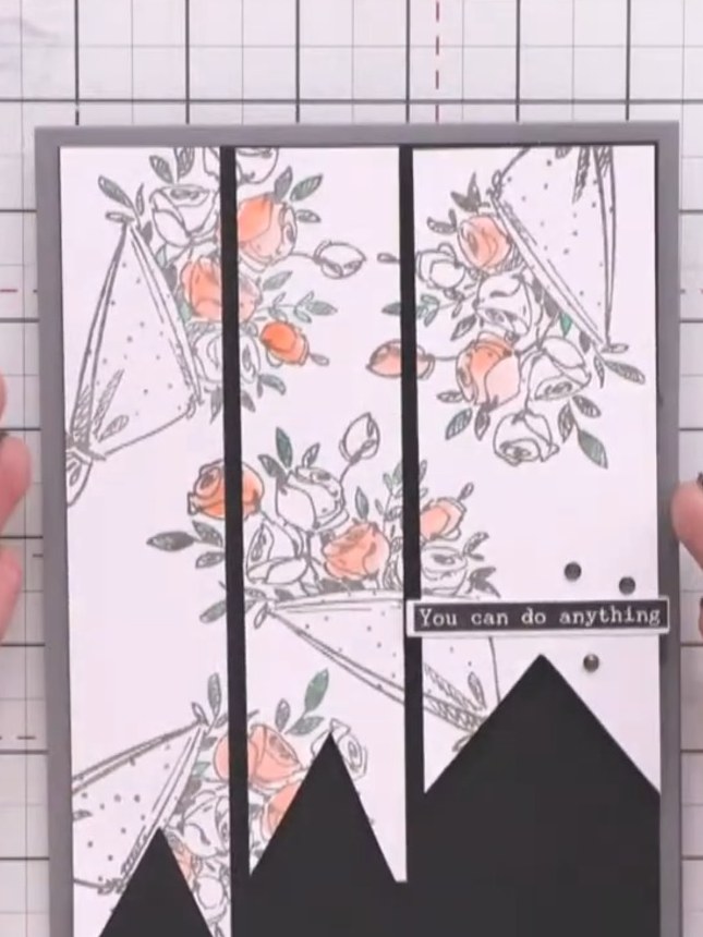 Stap 8: Add gem embellishments around the sentiment area in groups of three for visual balance. Position the gems to f