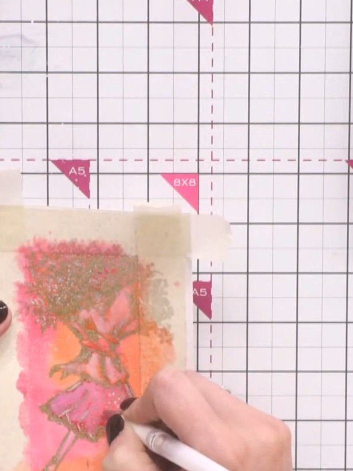 Passo 8: Carefully remove the masking tape from around the edges of your watercolour panel to reveal a clean white fram