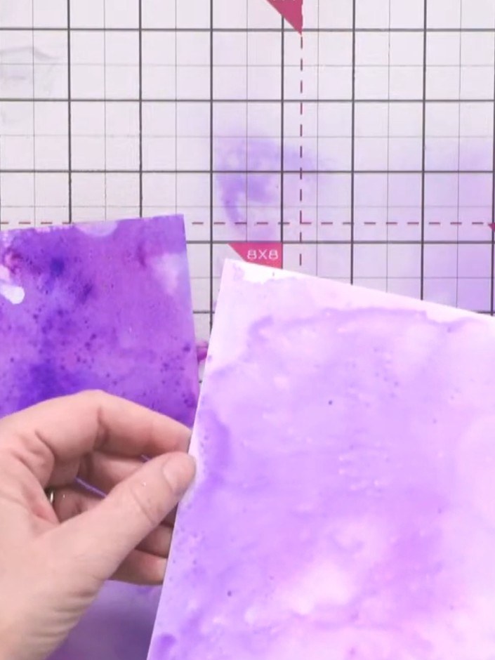 Step 6: Allow the purple inked background to dry completely. You can use a heat gun to speed up the drying process if 