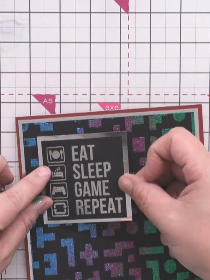 Step 6: Press down firmly on all the layers to secure them together and complete your assembled card.