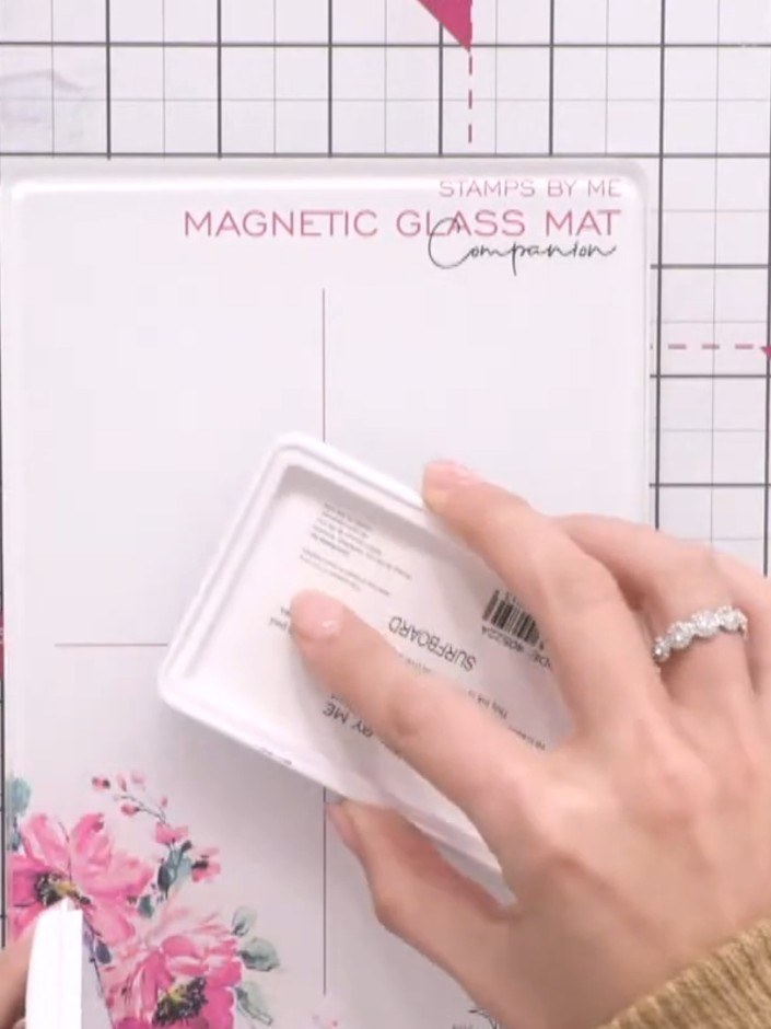 Step 1: Place your mini magnetic glass mat companion on your work surface to use as your inking station.