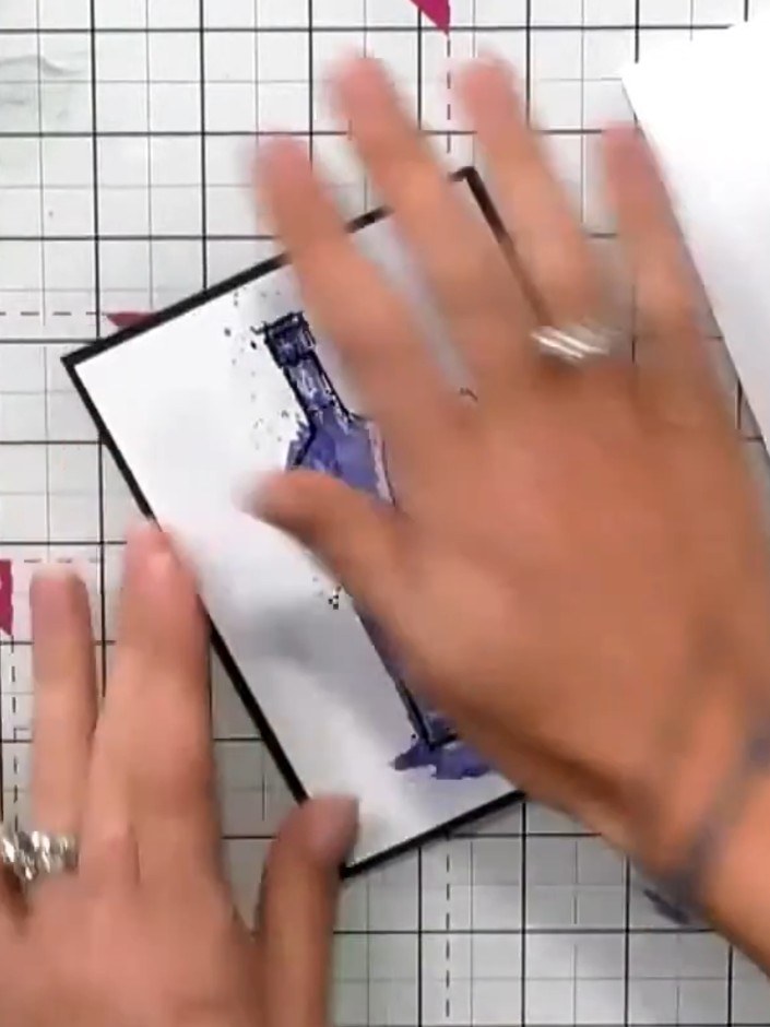 Step 7: Fussy cut a floral element from a previous demonstration to use as an embellishment for your card.