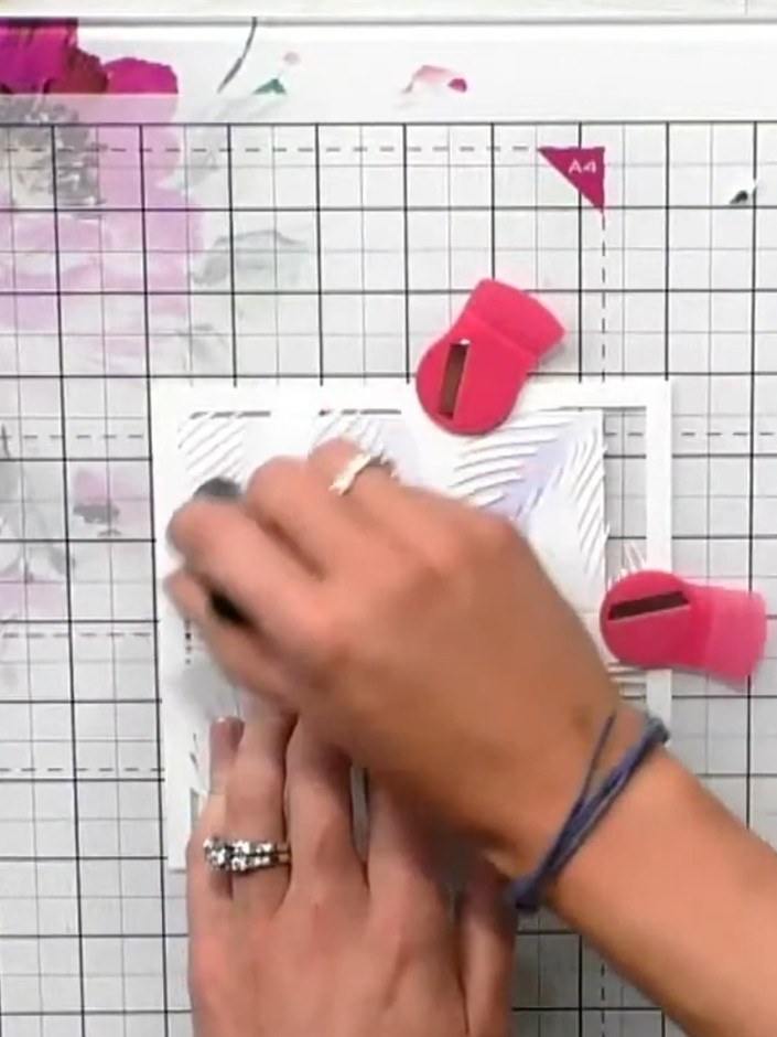 Step 3: Stamp the iris solid portion onto white cardstock using chip sapphire ink. Position the stamp carefully and pr