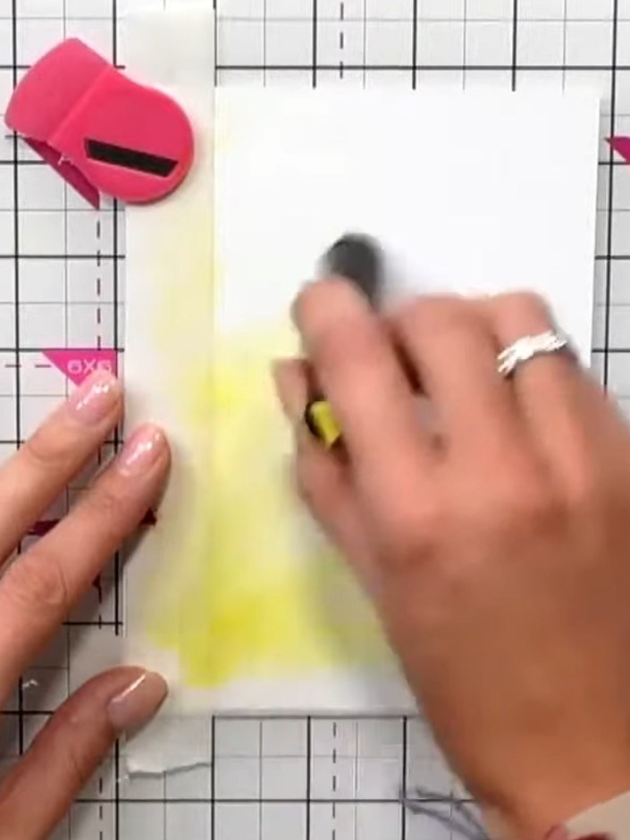 Step 3: Apply orange ink over the yellow area, keeping it slightly more concentrated towards the outer edges and not e