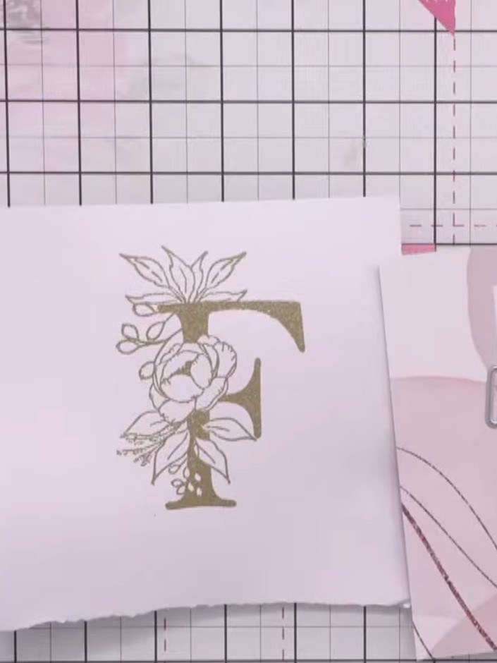Step 6: Die cut the embossed F using the coordinating die. Run it through your die-cutting machine to create a clean, 