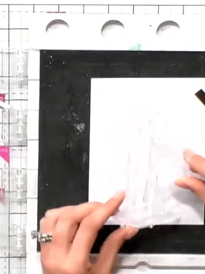 Step 1: Stamp the solid portion of the floral design onto your white cardstock using your chosen ink pad. Position the