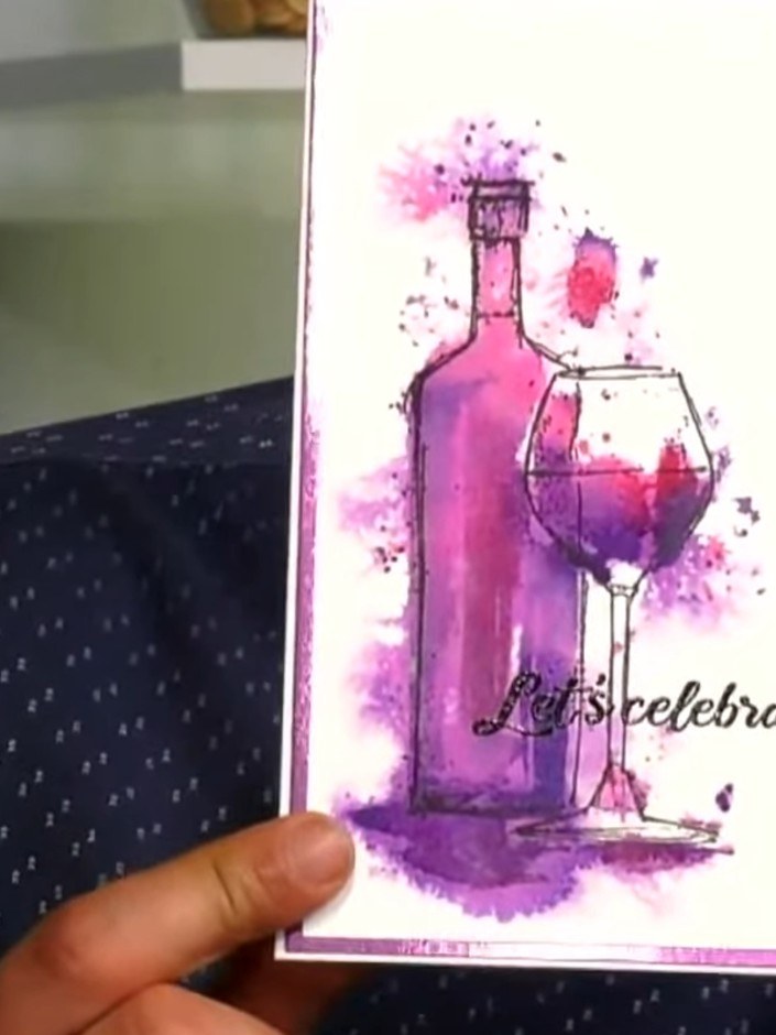 Step 1: Stamp the solid portion of the floral design onto white cardstock using a sticky ink pad. The stamp set includ