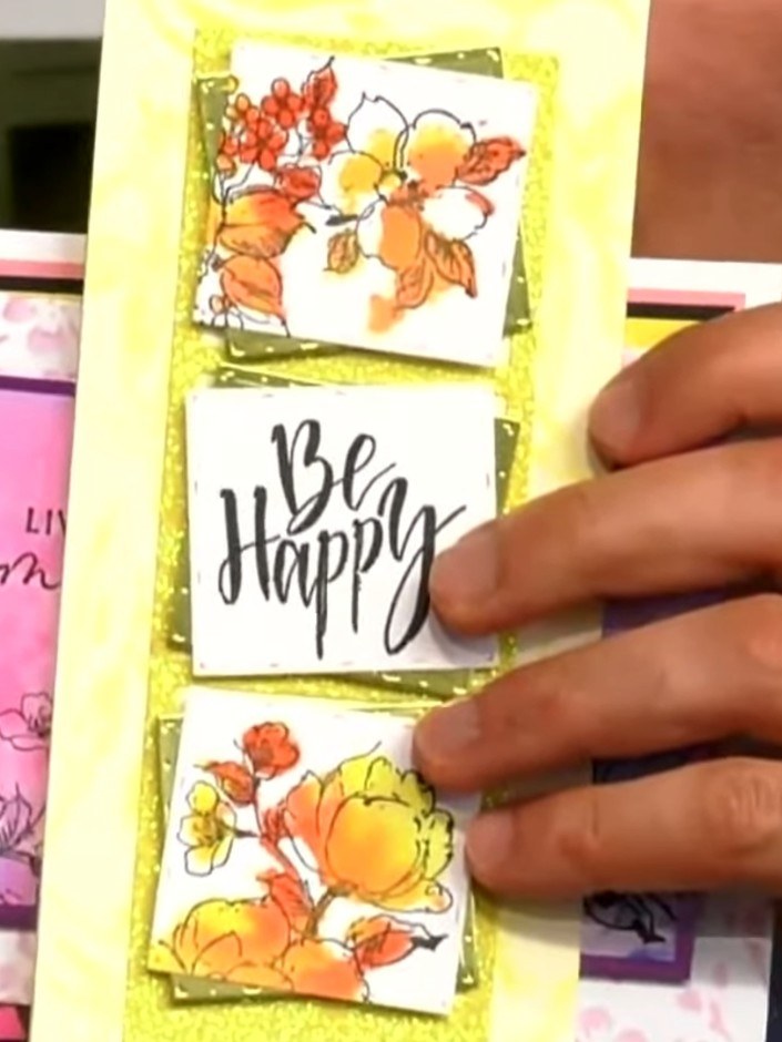 Step 3: Once the foiled image has cooled, carefully line up the outline stamp over the embossed solid portion. Stamp t