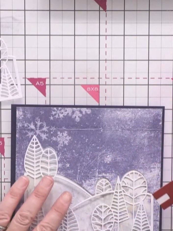 Step 4: Die-cut the country view scene from white cardstock to create the line art overlay. This will sit on top of th