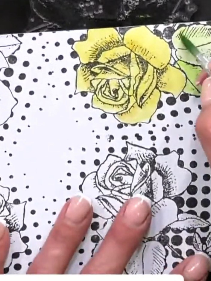 Step 3: Using a lighter shade on your palette, blend outwards from the darker areas of the yellow rose to create natur