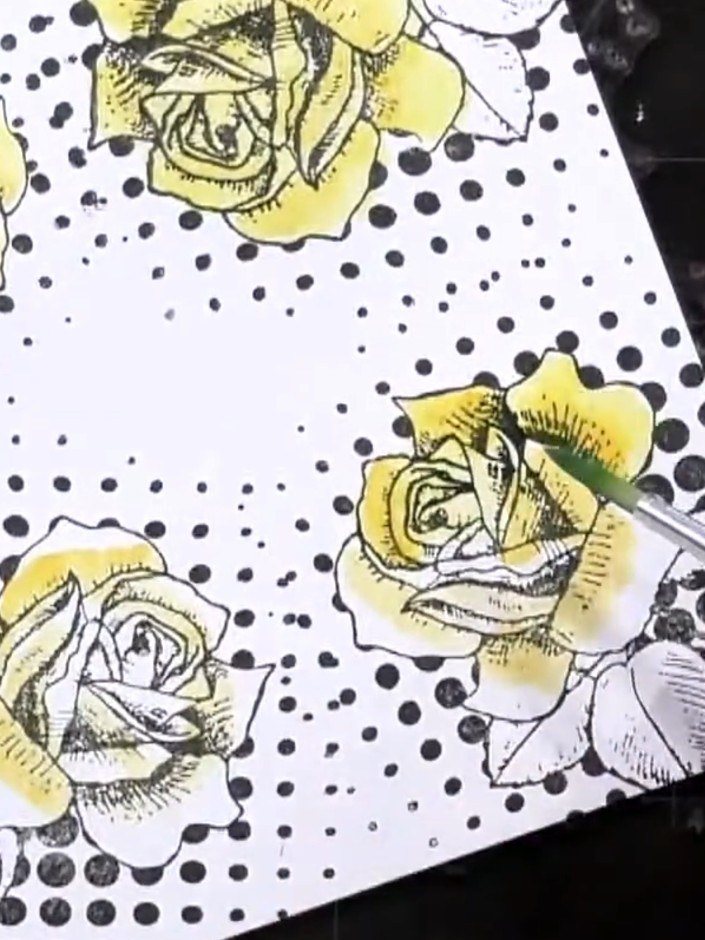 Step 8: Mount your completed watercolour portrait onto black cardstock to create a backing frame for your artwork.
