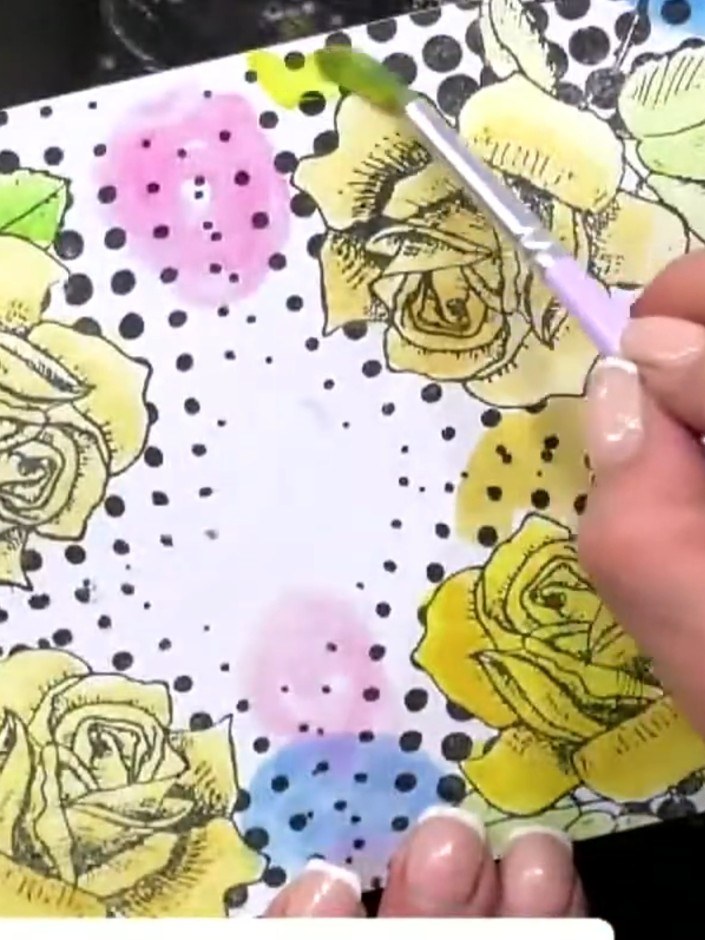 Step 4: Add more water to the surface using a water brush to encourage the colours to diffuse and create soft edges be