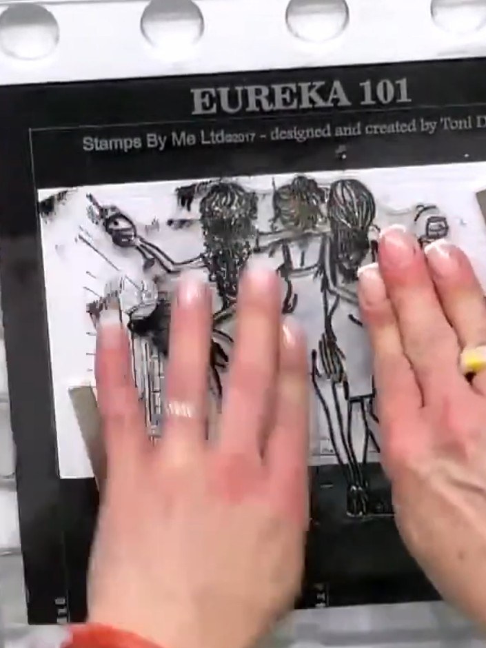 Step 6: Position additional stamps from the set onto your scene and stamp them to build up the composition. Continue m