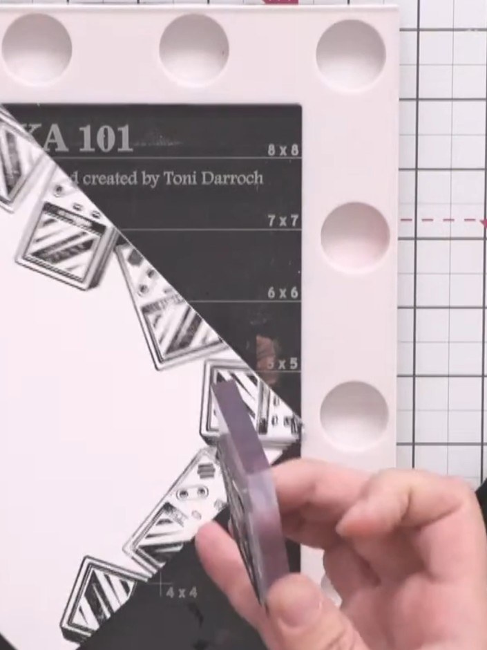 Step 3: Mount your coloured stencil panel from the previous project onto the centre of the card base using foam pads.