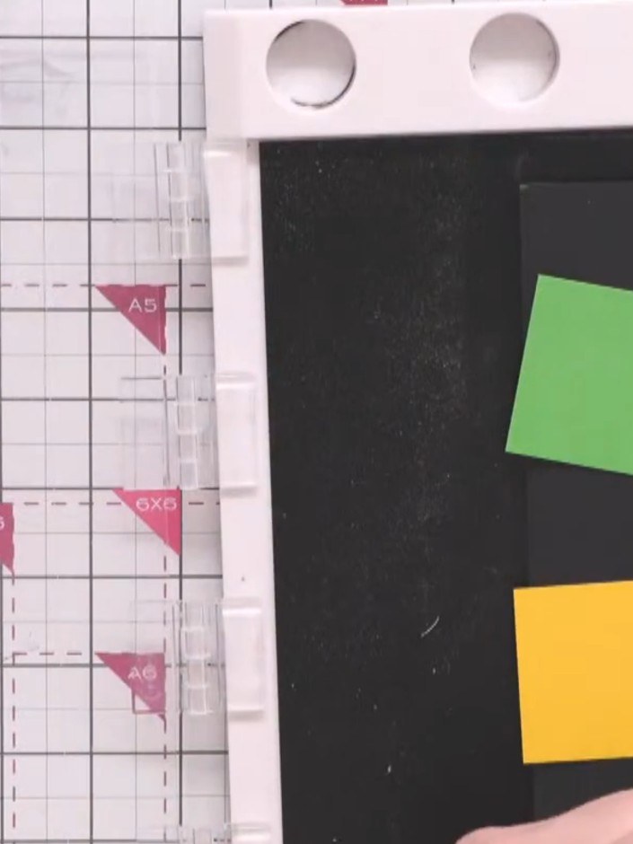 Step 1: Cut three strips of coloured card, each 2 inches by 5 inches. Use one green strip, one yellow strip, and one b