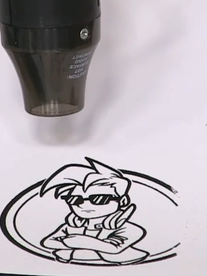 Step 11: Carefully cut around the Crash character stamp, removing the circular background to create a standalone figure