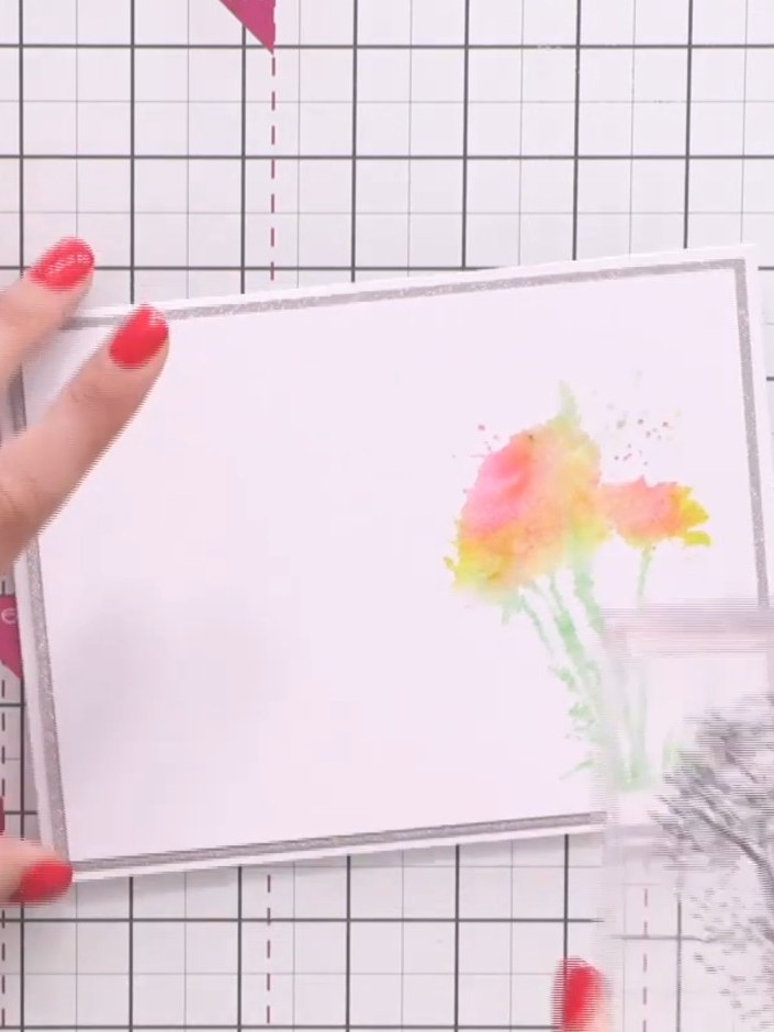 Step 2: Apply yellow ink to the top portion of the solid stamp where you want the sky colour to appear.