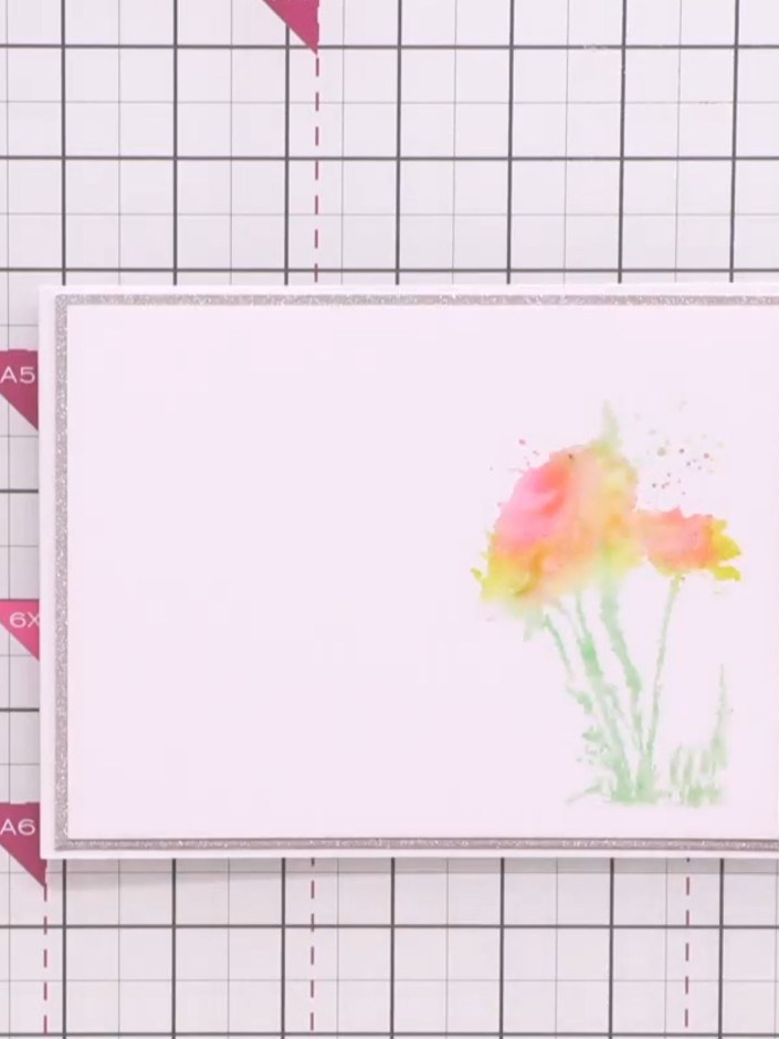 Step 3: Apply pink ink to the middle section of the stamp, blending it with the yellow already applied.