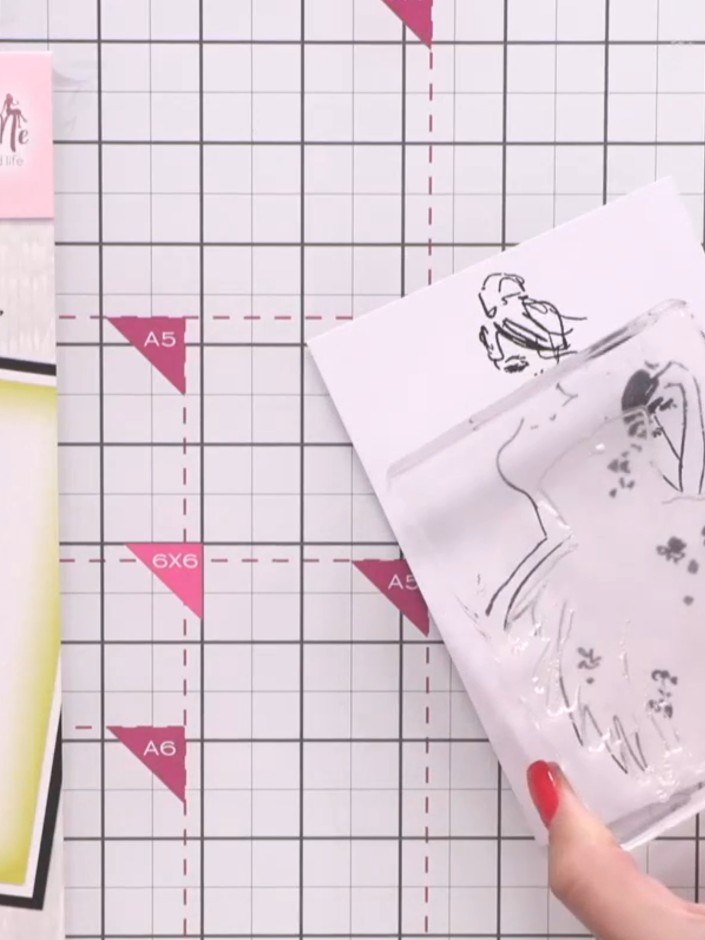 Step 5: Carefully align and stamp the solid gown design over the lady's body on your card, matching it to the outline 