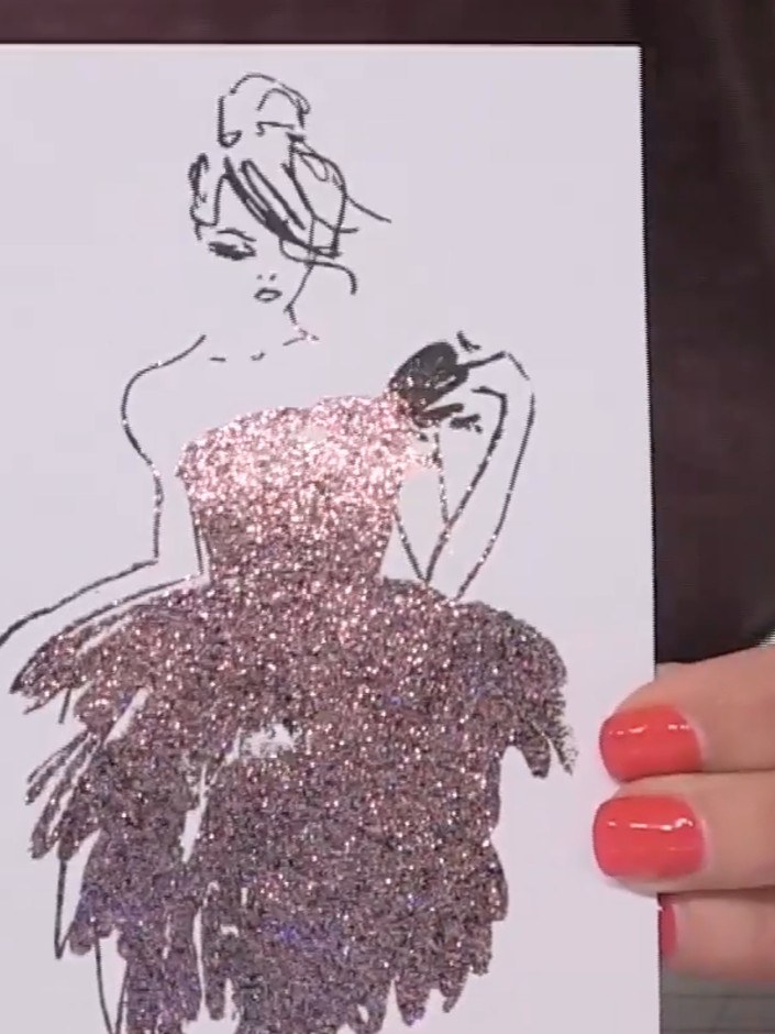 Sparkly Gown Dress Card with Embossing Powder - the finished project