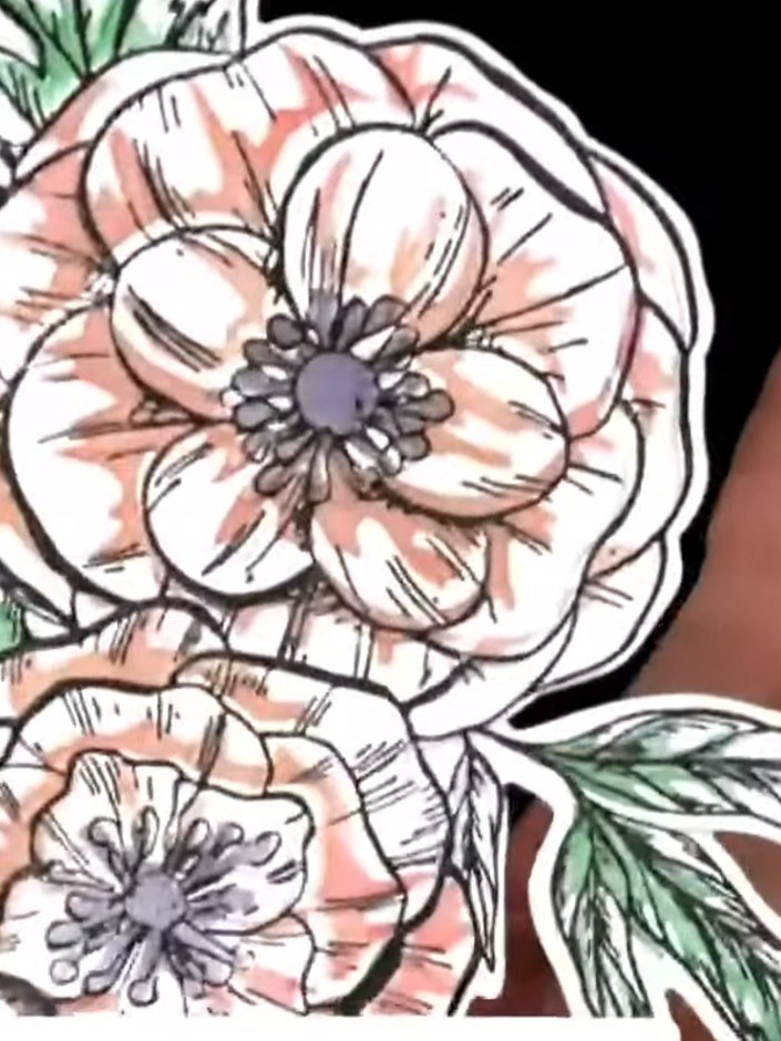 Biglietto Spring Blooms con stencil a strati e colorazione selettiva - il progetto finito