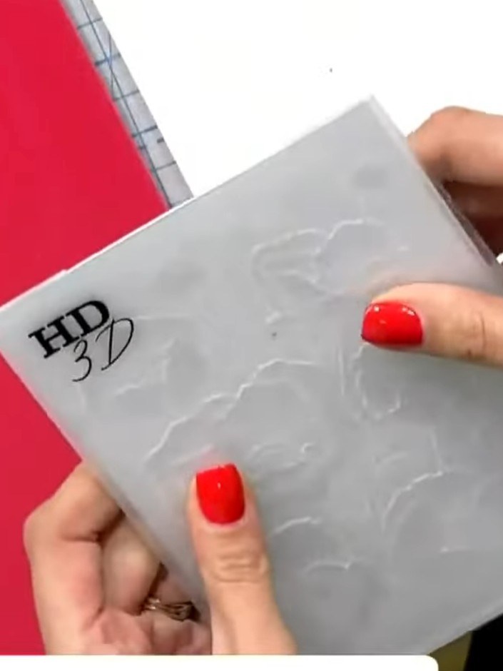 Passo 2: Place the embossing folder with your cardstock inside between the embossing plates. Run the folder through you