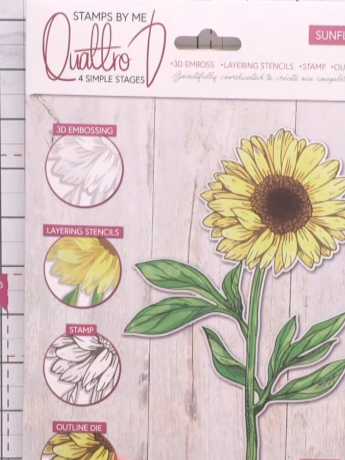 Passo 5: Layer your stamped and die-cut sunflower elements together to create dimension. Build up the petals and leaves