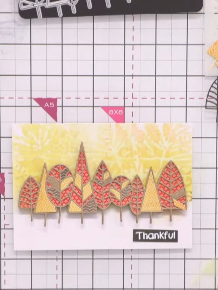 Stap 9: Stamp the word 'Thankful' from the Falling for Autumn stamp set onto white cardstock using black ink. Trim out