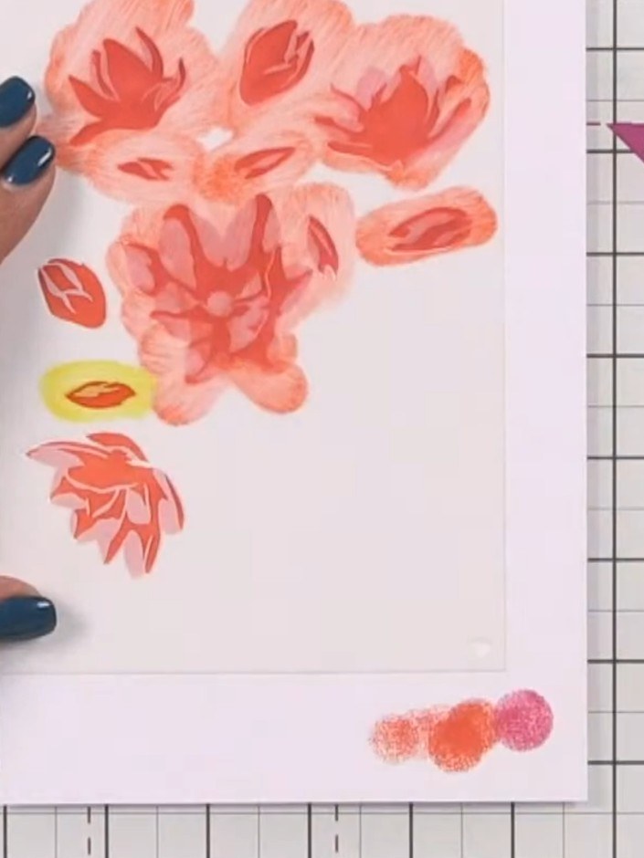 Passo 6: Apply the fourth stencil layer using yellow ink to complete the four-layer stencil sequence. Position the sten