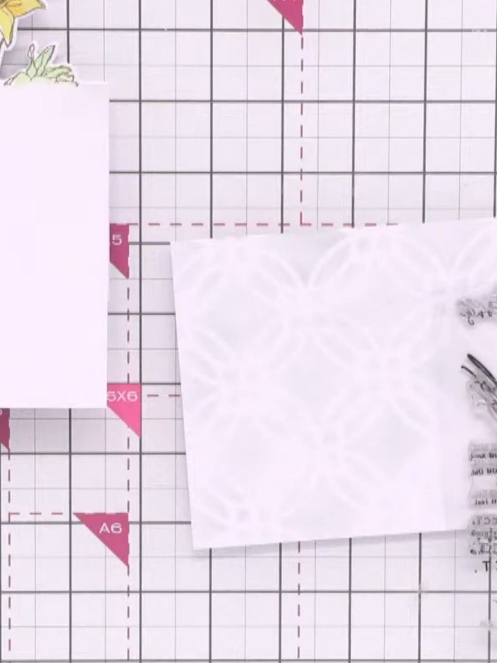 Stap 10: Stamp a sentiment from the set onto the lower right area of the card using black ink. Position the stamp caref