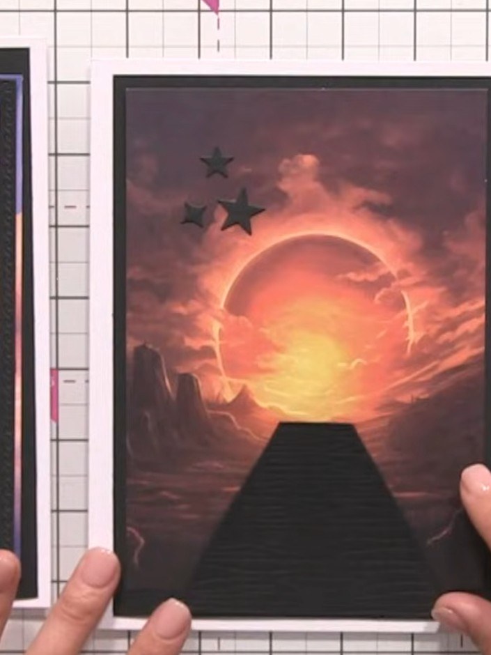 Step 4: Apply clear-drying glue around the halo of the moon die-cut. Work carefully to create a neat outline that will