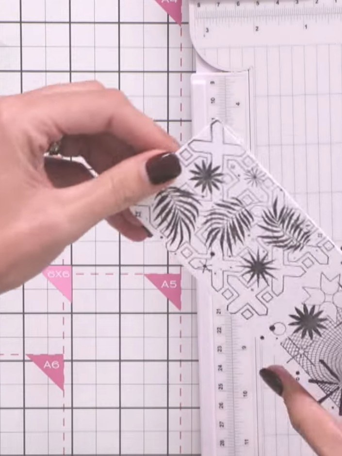 Step 3: Edge the trimmed panel with black ink pad along all sides to create a border effect.