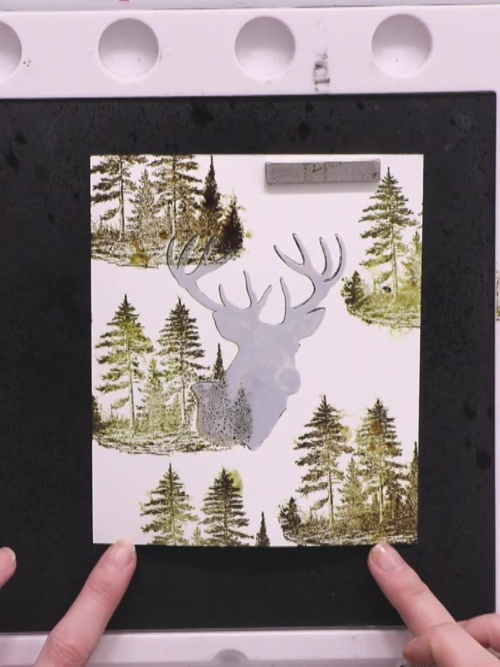 Woodland Wildlife Stag Card with Stencil Masking and Distress Background - the finished project
