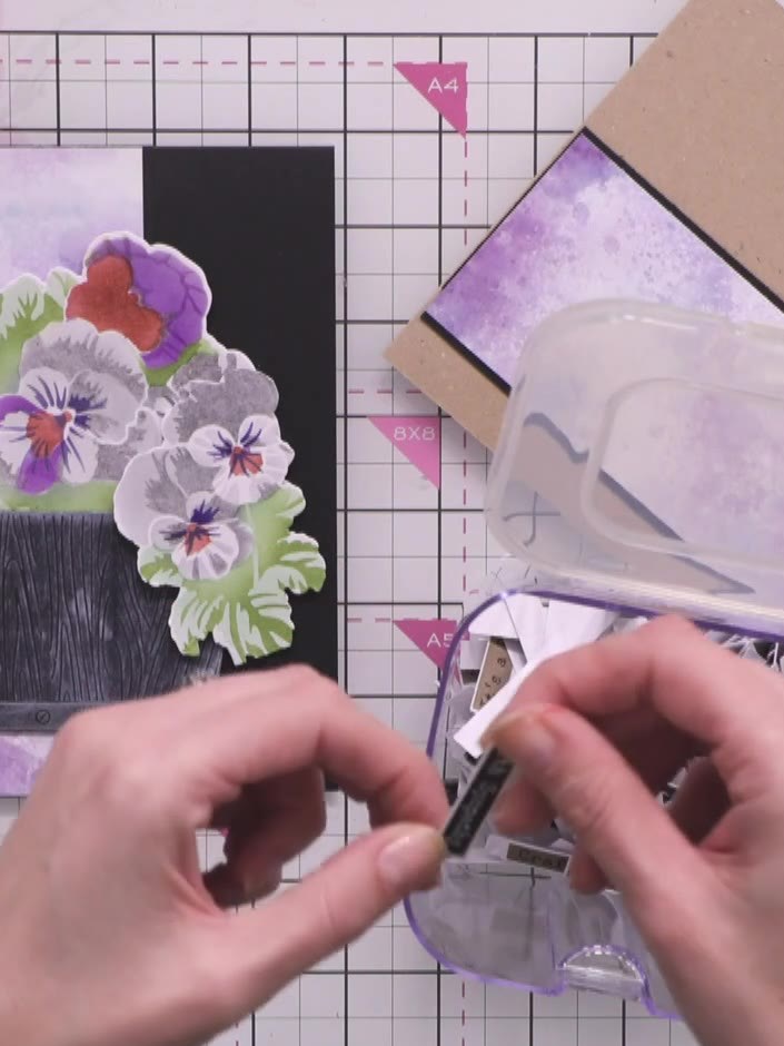 Step 15: Add a sentiment to complete your card. You can use a sentiment stamp from the kit or attach a washi tape senti