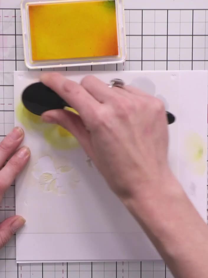 Step 4: Apply a second colour through stencil number two using the blending tool. You can either press harder with the
