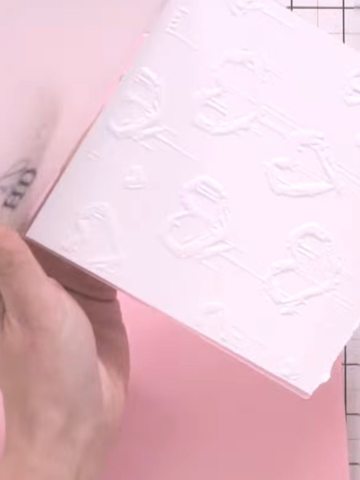 Step 1: Apply ink to the embossing folder using your chosen colours. You can use multiple colours for variety, working