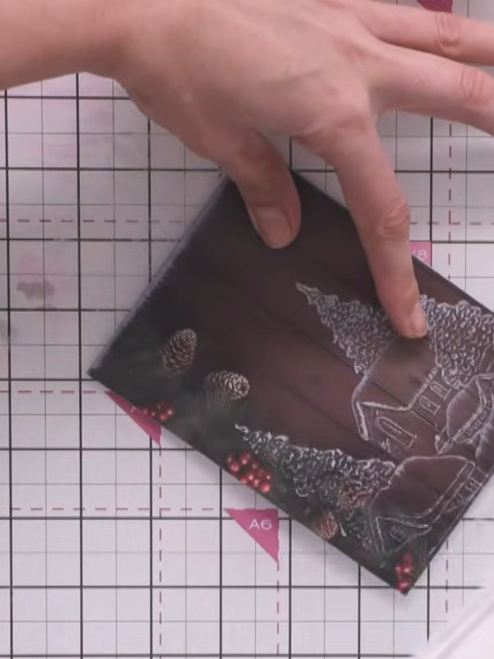 Step 5: Press slightly harder with the white ink pad if you want a more grainy effect with additional lines showing th