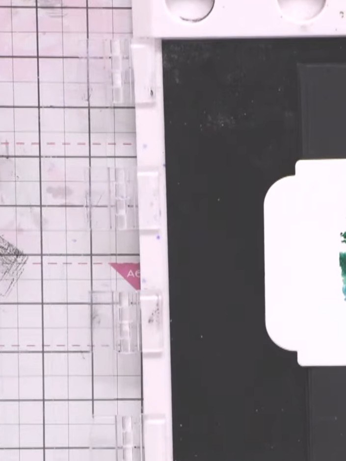 Step 8: Line up the detail outline stamp over the coloured watercolour area on the white panel, using the example imag