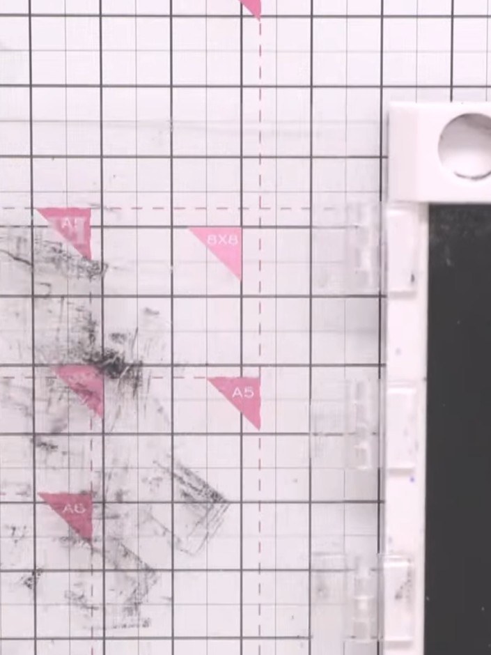 Step 3: Stamp the diamond design centrally onto the watercolour card using black ink. Position the stamp carefully to 
