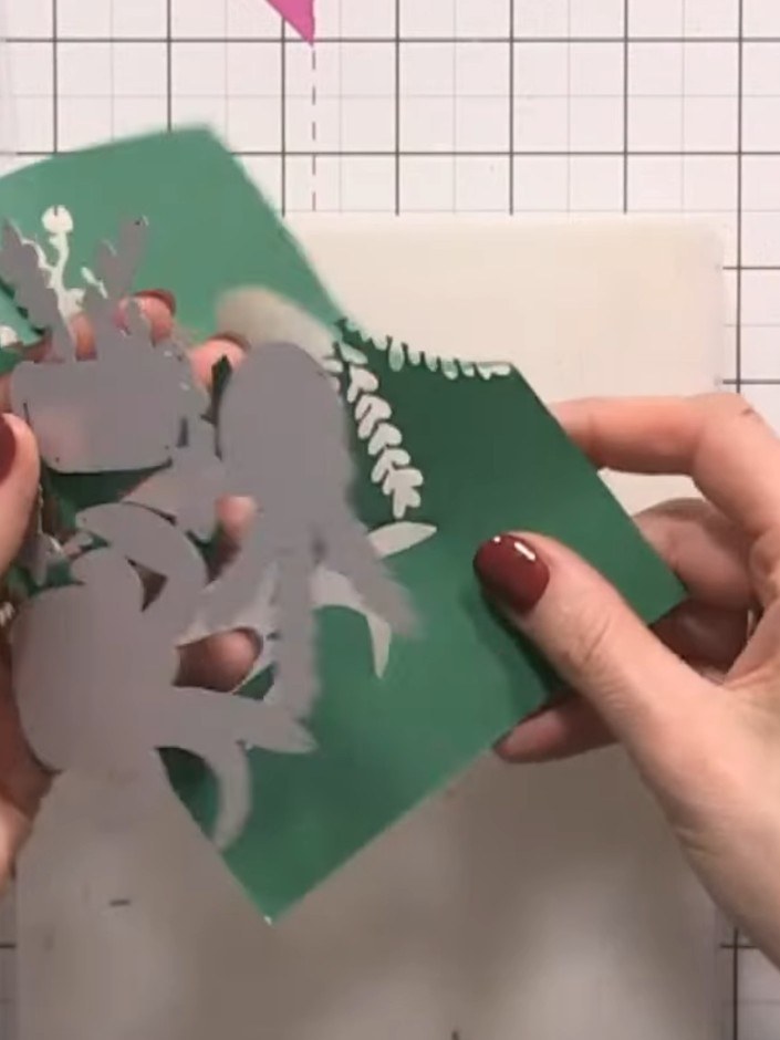 Step 3: Cut the pot bases from brown cardstock using the pot die pieces. Select multiple pot pieces to build your bask