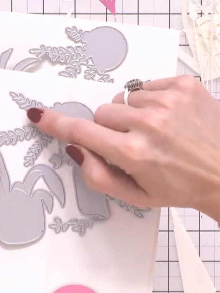 Step 2: Die-cut the pot shapes and foliage elements from cream card. Note that the base layers are different to create