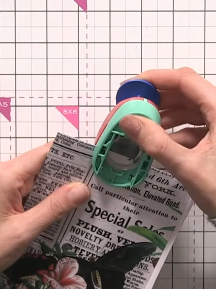 Step 4: Use a circle punch to punch a hole in the upper portion of the pocket piece. This creates a finger hole for ea