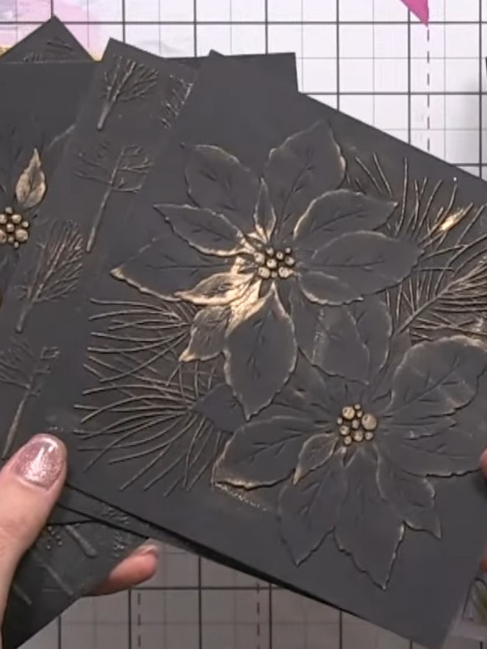Step 10: Trim your finished embossed piece to size and mount it onto a card base. Alternatively, use it as an aperture 