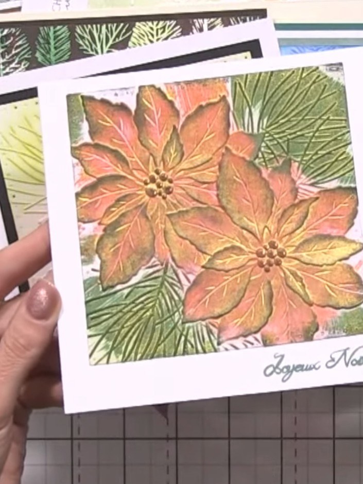 Karte mit eingefärbtem Prägefolder in Aquarelltechnik - the finished project
