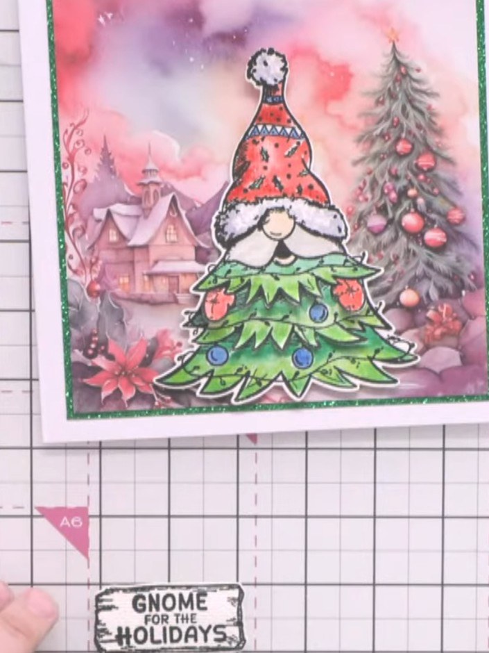Wichtel-Karte mit gestreiftem Papierhintergrund - the finished project
