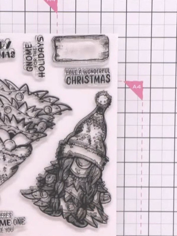 Step 1: Stempel die große Wichteldame aus dem Stempelset Gnome for the Holidays auf Aquarellkarton.
